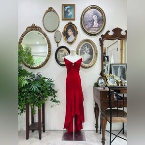 Vintage Aspeed Red Asymmetrical Ruffle Dress Size XL